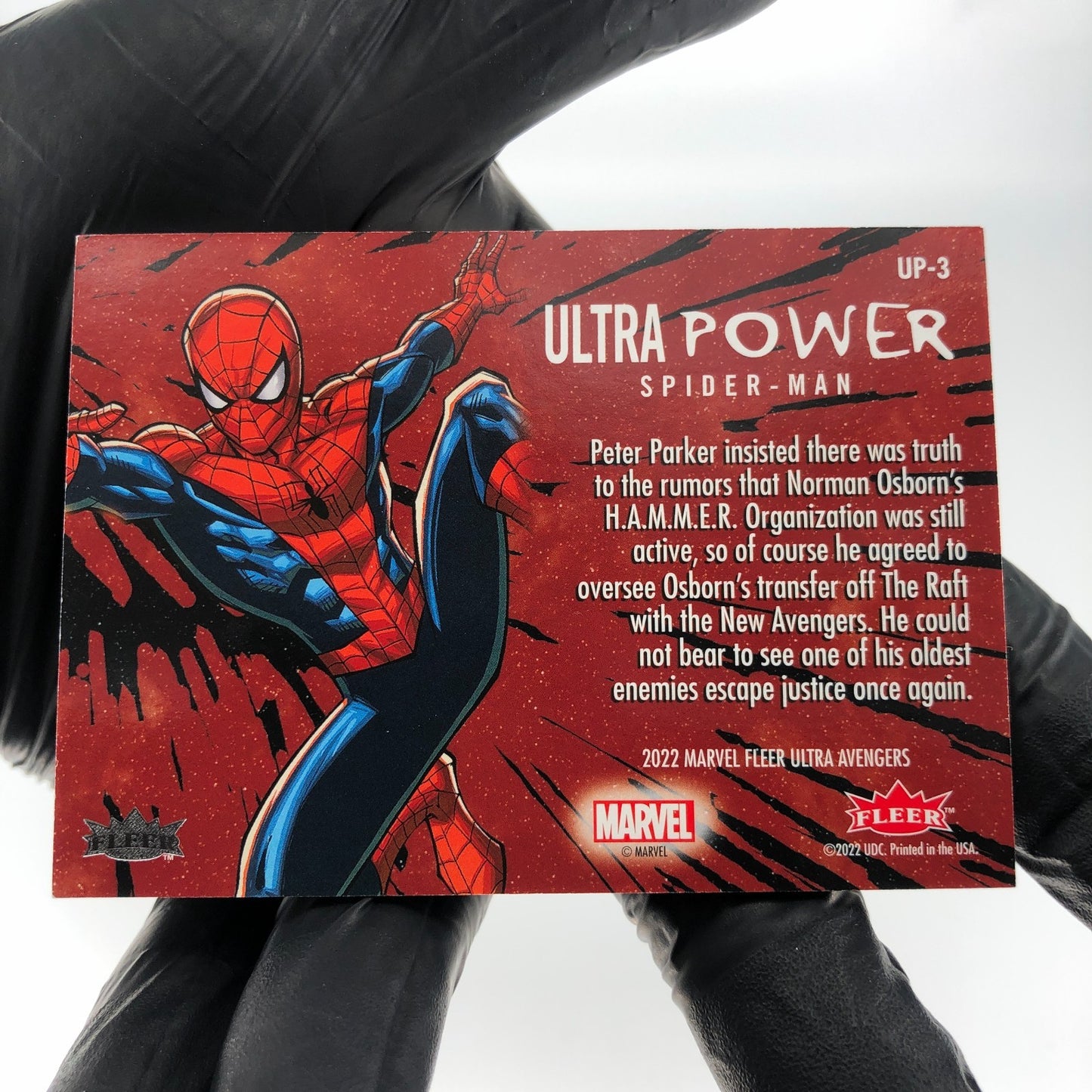 Marvel Card Spider-Man UP-3 Ultra Power Fleer Upper Deck Ultra Avengers 2022