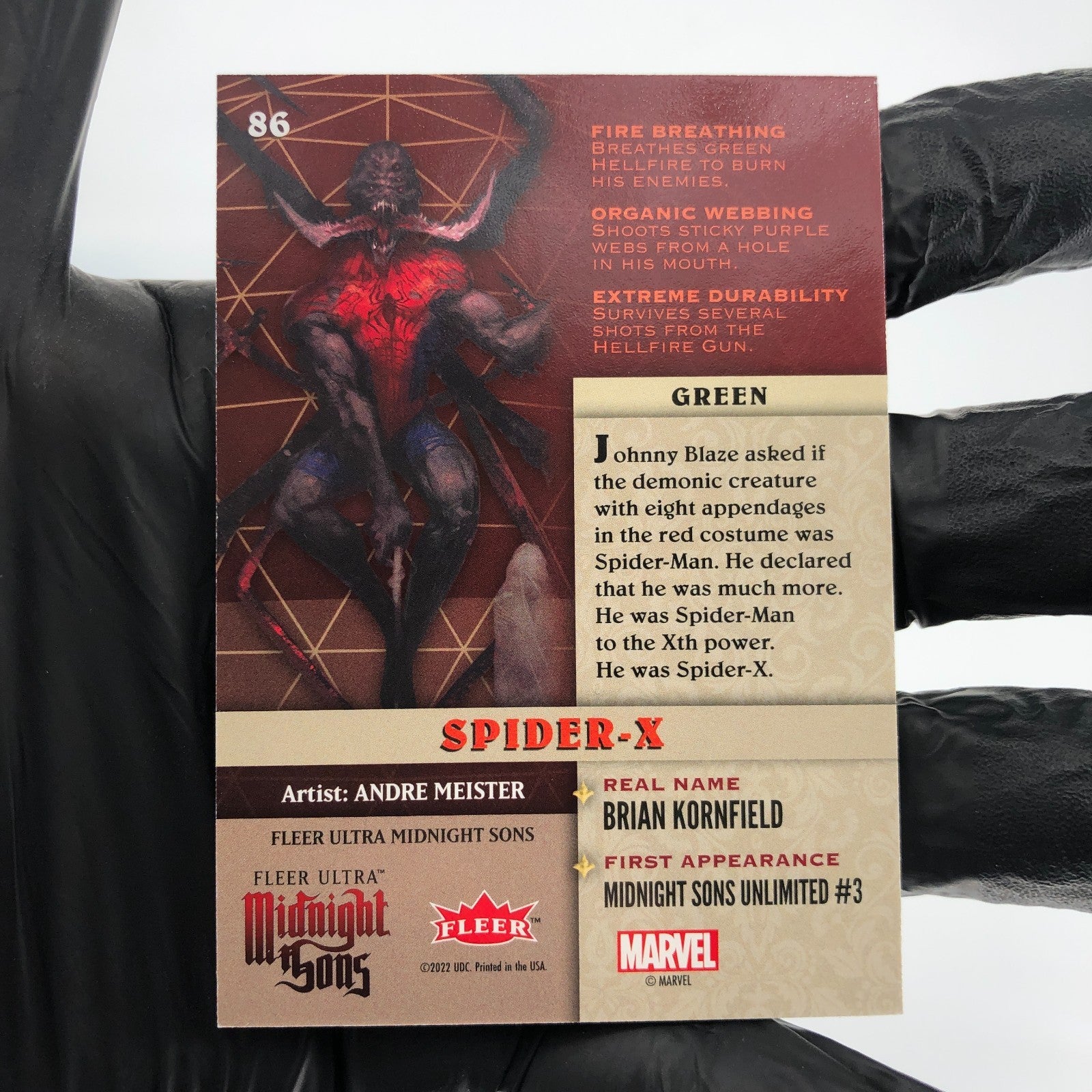 Marvel Card Spider-X 86 Parallel  Midnight Sons 2022 Fleer Upper Deck [NM]