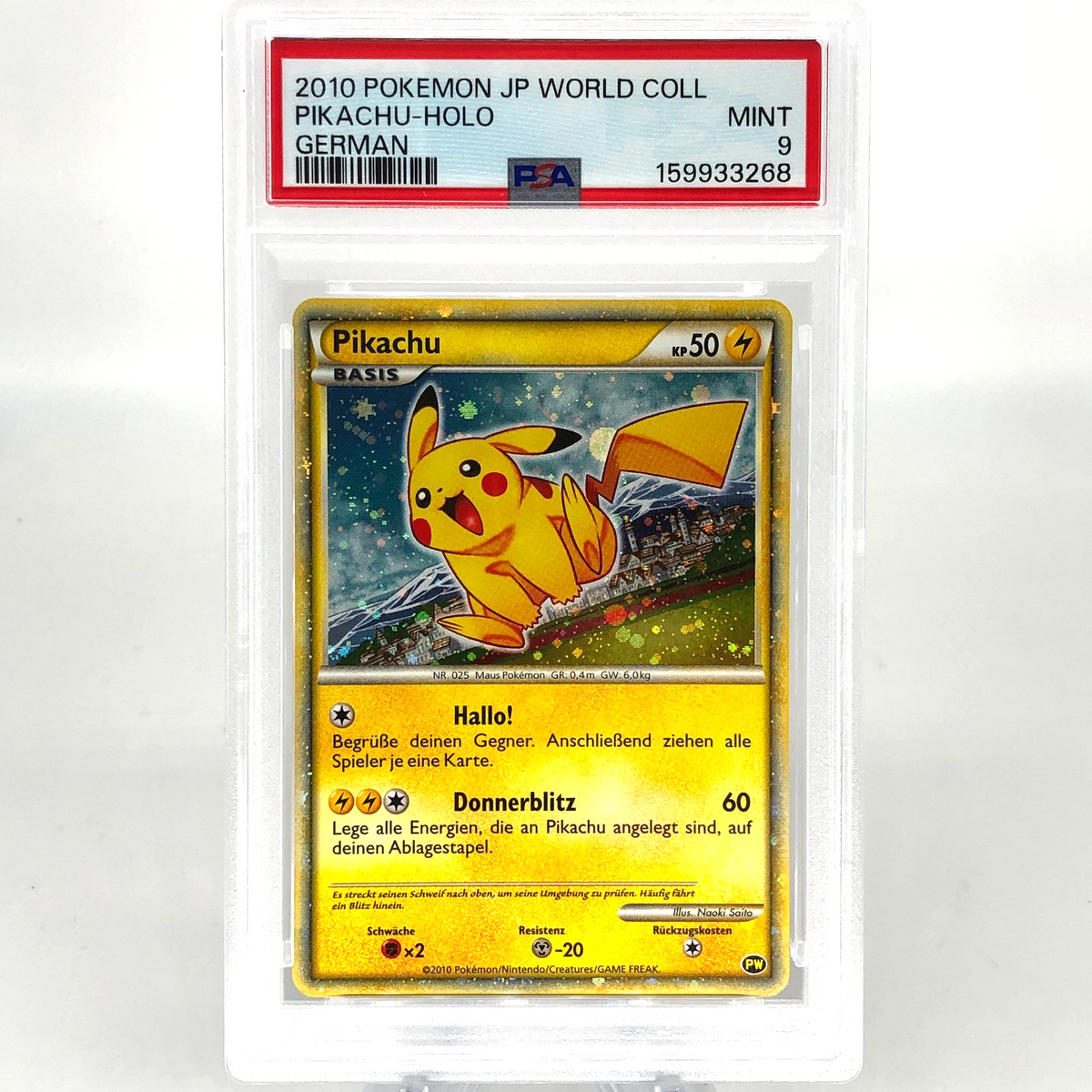 PSA 9 Pokemon Card Pikachu PW World Collection Holo German Japanese Karte [9]