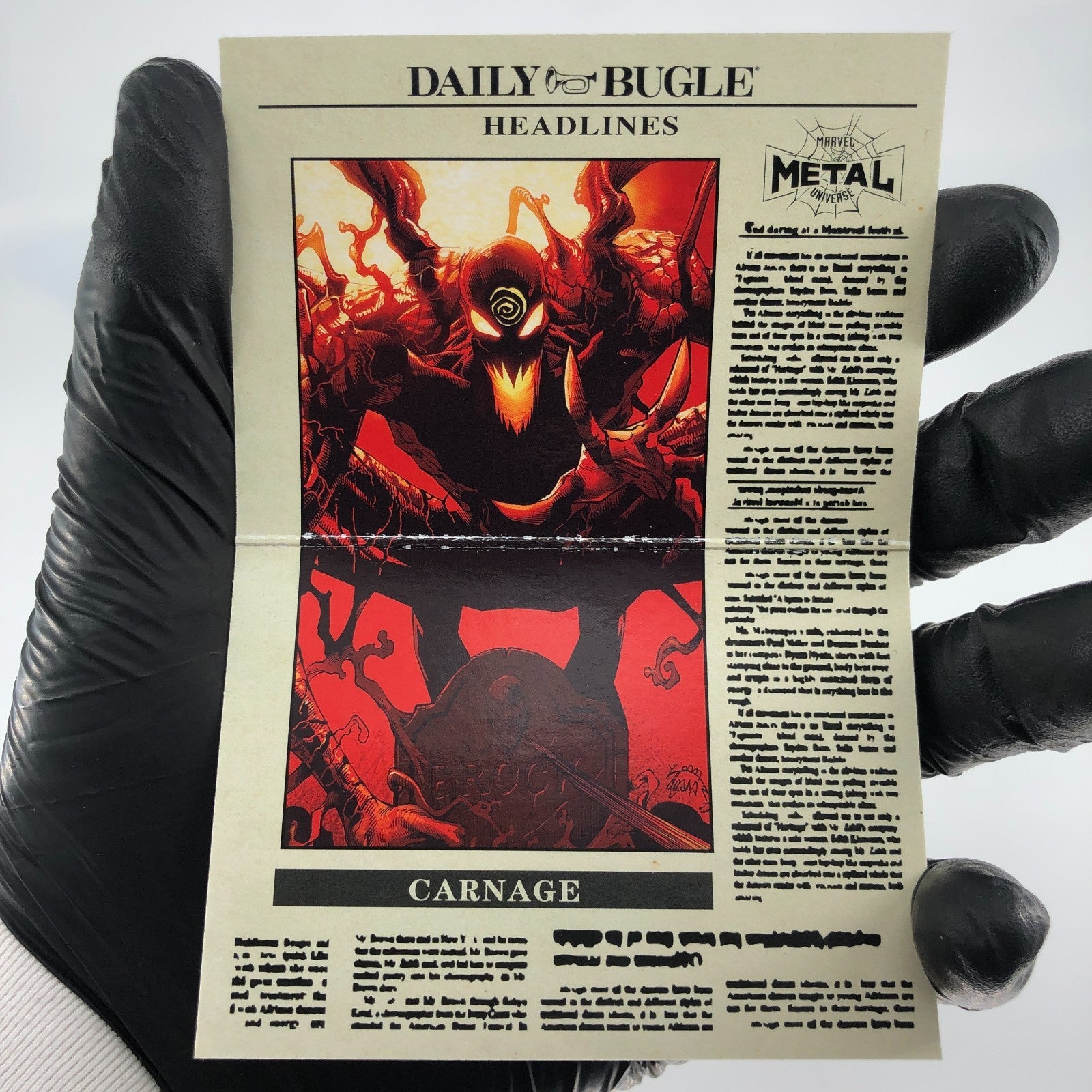 Marvel Card Carnage DB-3 Daily Bugle Fleer Upper Deck Metal Universe [NM]