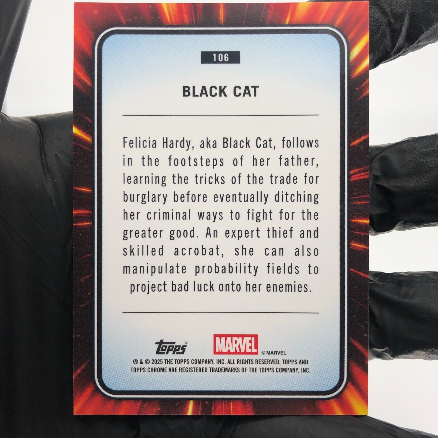 Marvel Card Black Cat 106 Yellow Lava Refractor Topps Chrome 2025 [NM]