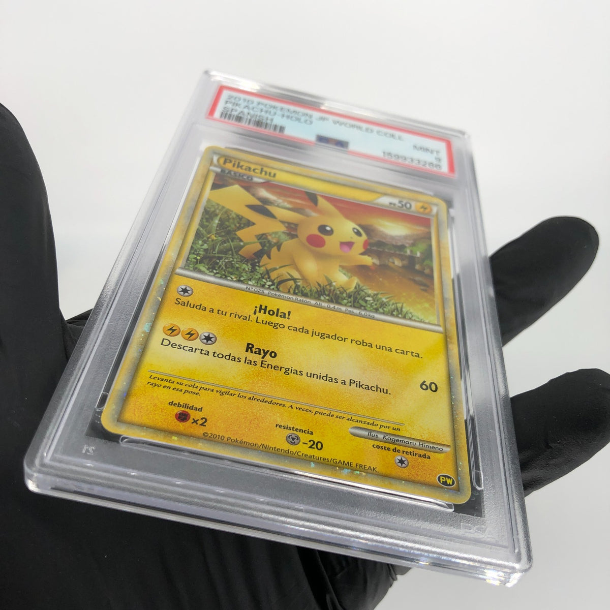 PSA 9 Pokemon Card Pikachu PW World Collection Holo Spanish Japanese Karte [9]