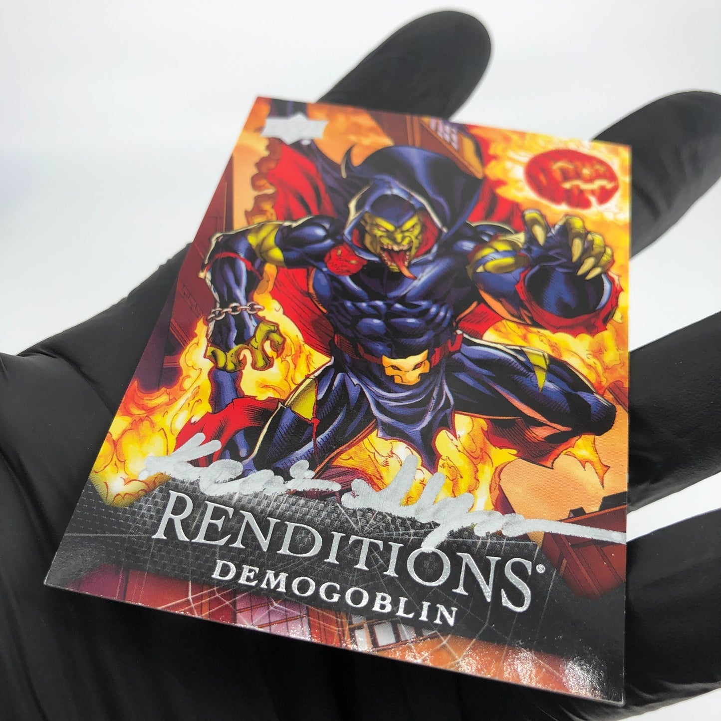 Marvel Card Demogoblin 15 Singed Kevin Sharpe /65 Upper Deck Renditions [NM]