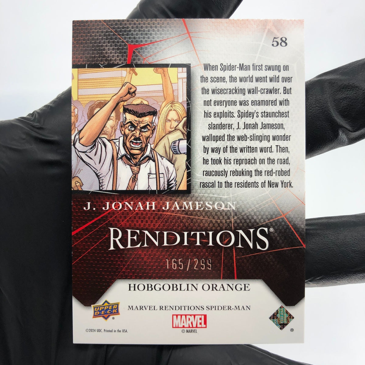 Marvel Card J. Jonah Jameson 58 Orange /299 Upper Deck Renditions [NM]