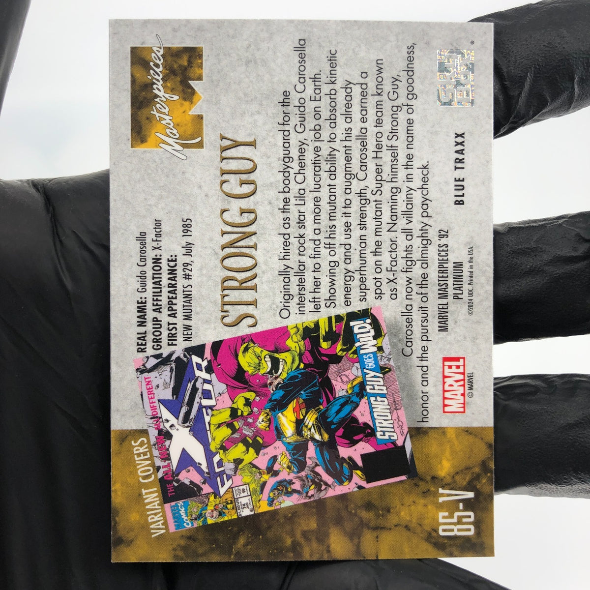 Marvel Card Strong Guy Traxx 85-V Variant  Fleer Upper Deck Masterpieces [NM]