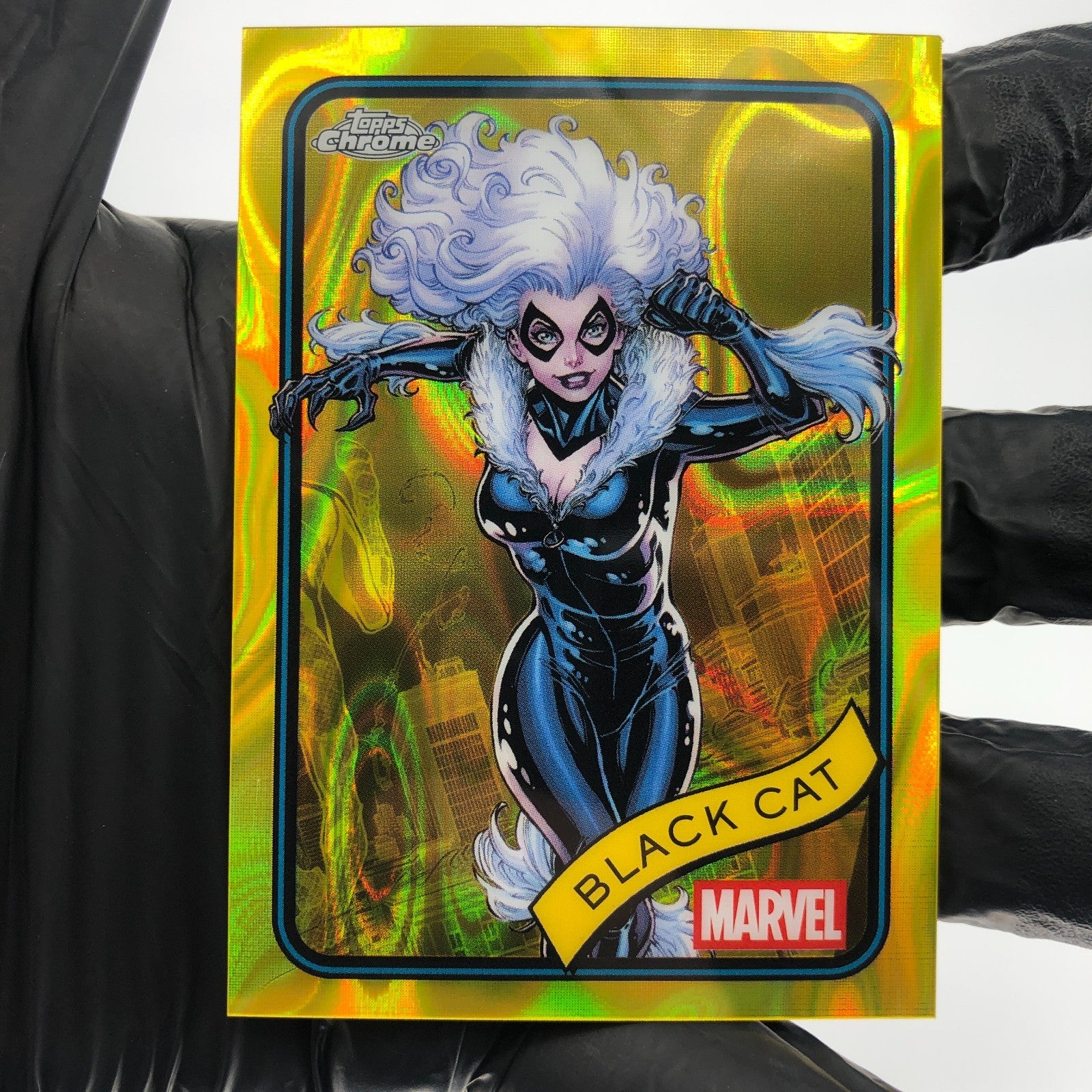 Marvel Card Black Cat 106 Yellow Lava Refractor Topps Chrome 2025 [NM]
