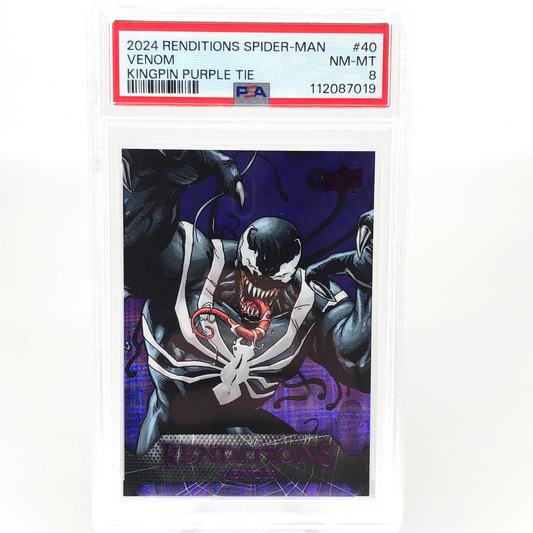 PSA 8 Marvel Card Venom 40 Kingpin Purple /99 Fleer Upper Deck Renditions [8]