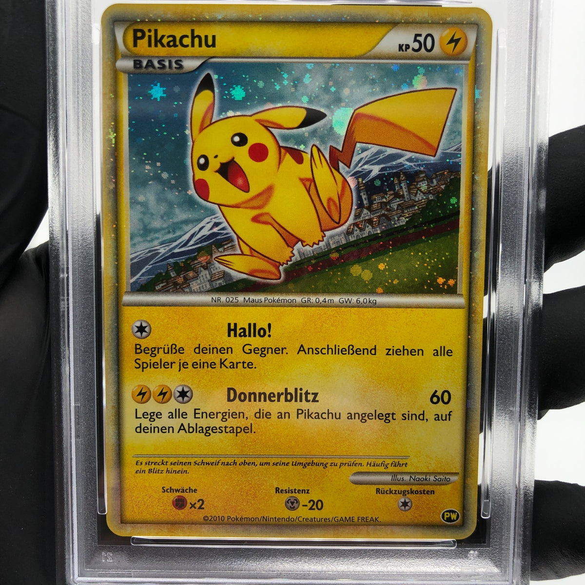 PSA 9 Pokemon Card Pikachu PW World Collection Holo German Japanese Karte [9]