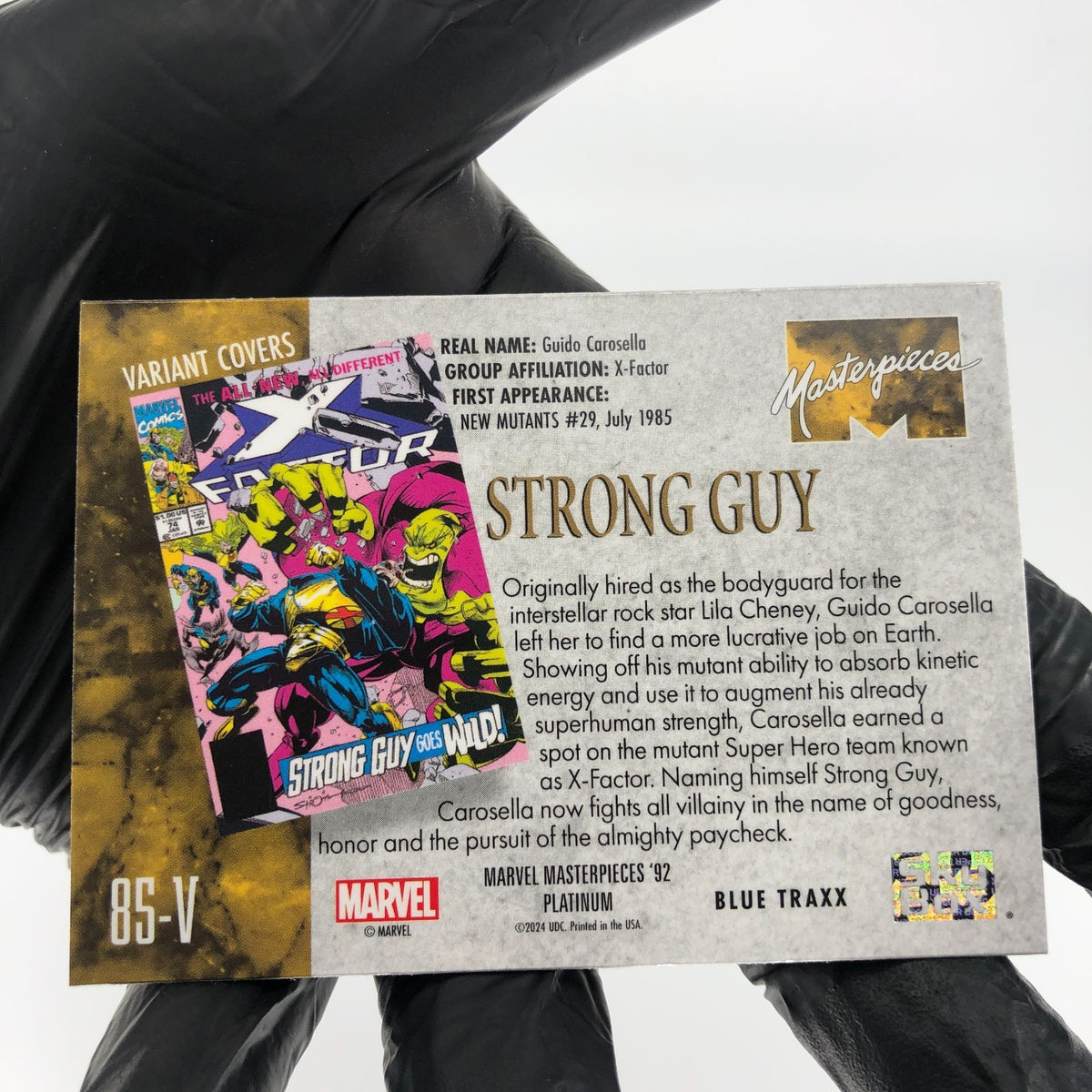 Marvel Card Strong Guy Traxx 85-V Variant  Fleer Upper Deck Masterpieces [NM]