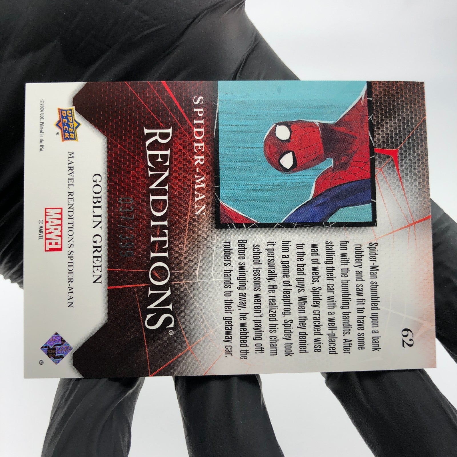 Marvel Card Spider-Man 62 Green  /399 Fleer Upper Deck Renditions [NM]