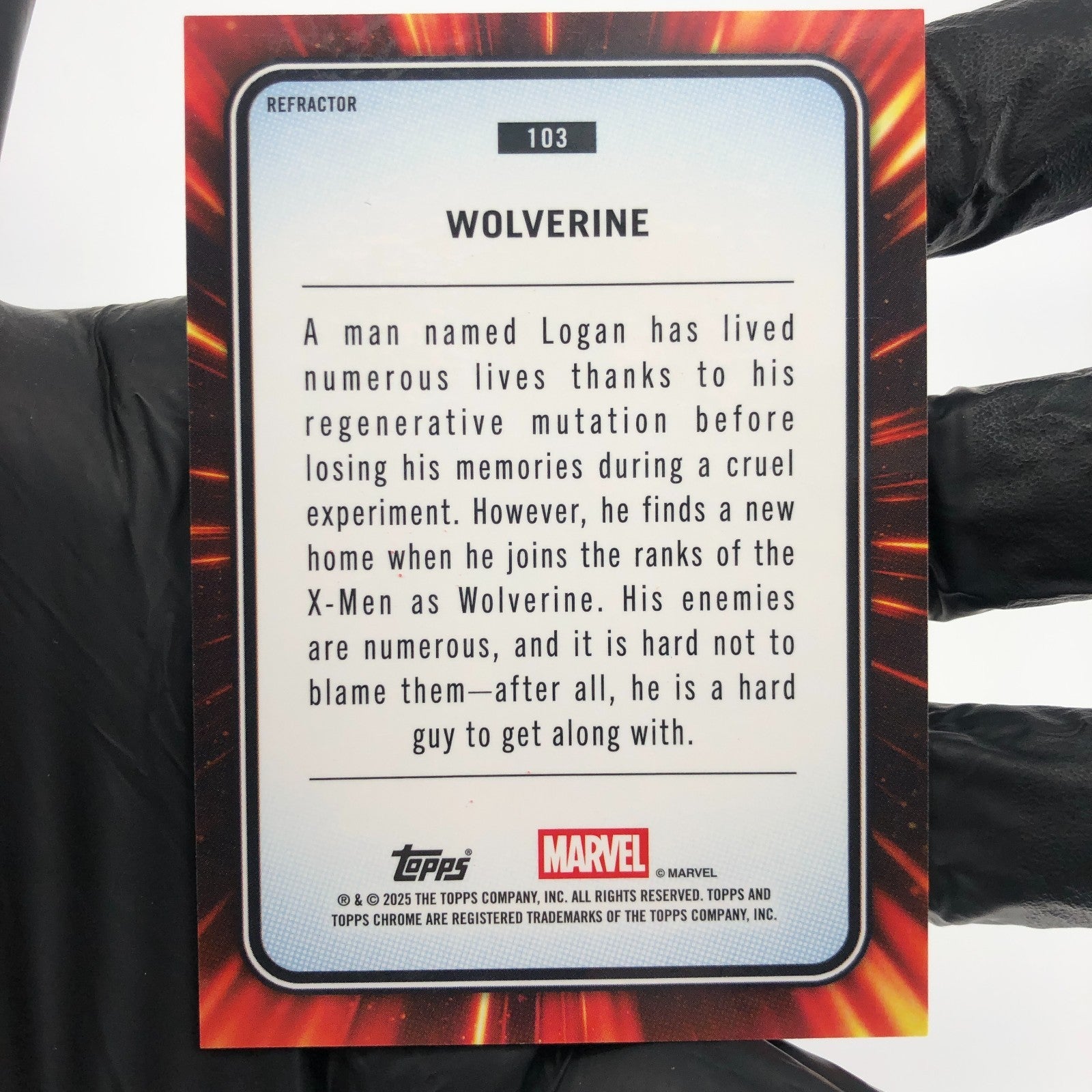 Marvel Card Wolverine 103 Rainbow Refractor Topps Chrome 2025 [NM]