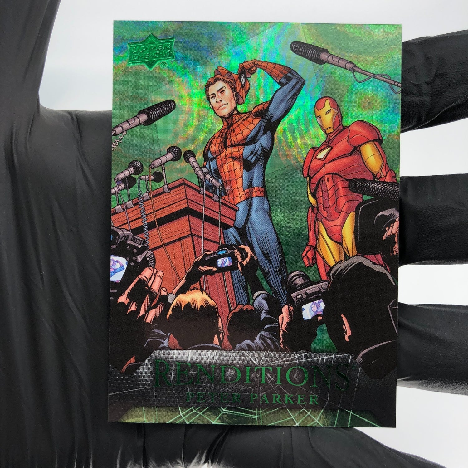 Marvel Card Spider-Man 36 Green  /399 Fleer Upper Deck Renditions [NM]