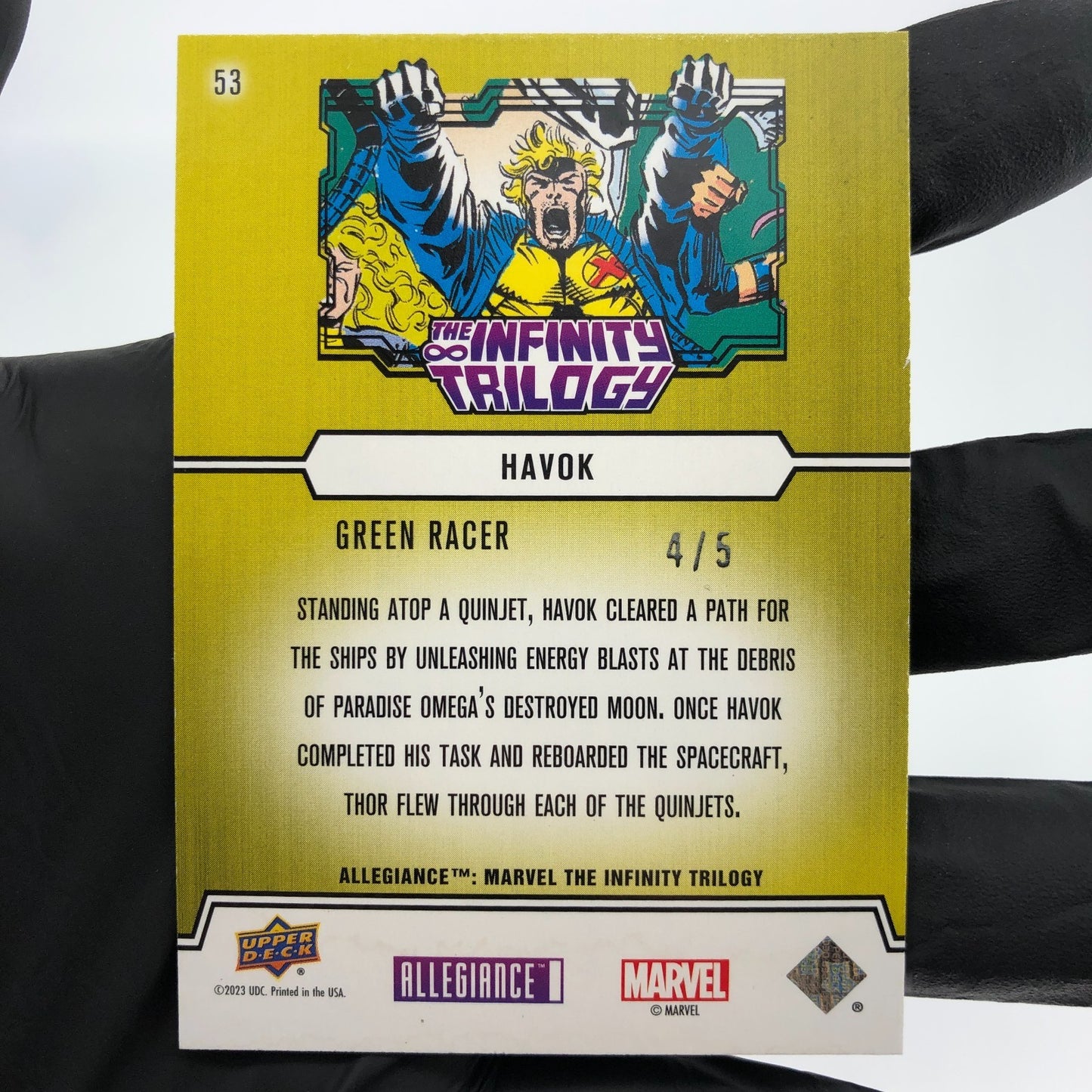 Marvel Card Havok 53 Green /5 Infinity Allegiance Upper Deck [NM]