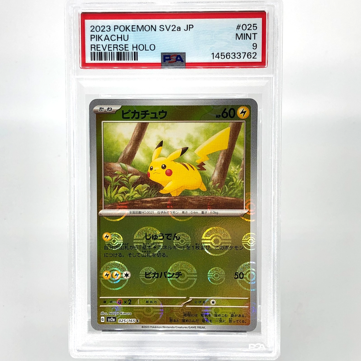 PSA 9 Pokemon Card Pikachu 025/165 C Pokeball SV2a Japanese Karte [9] 2