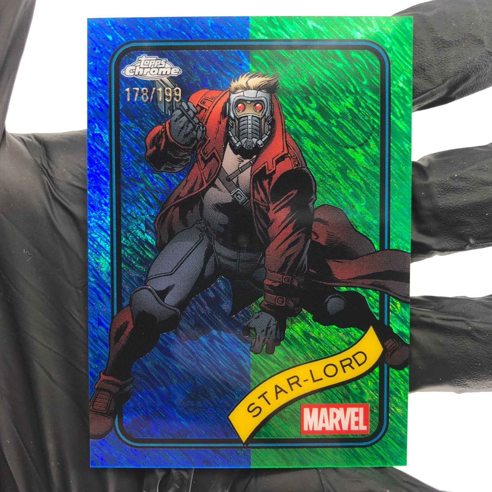 Marvel Card Star Lord 104 Blue Green Shimmer /199 Topps Chrome 2025 [NM]
