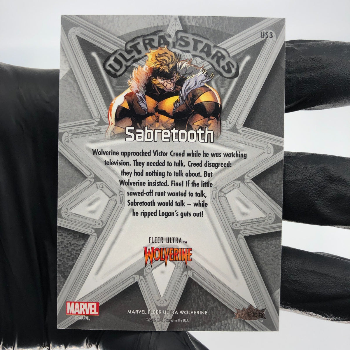 Marvel Card Sabertooth US3 Wolverine 2022 Fleer Upper Deck [NM]