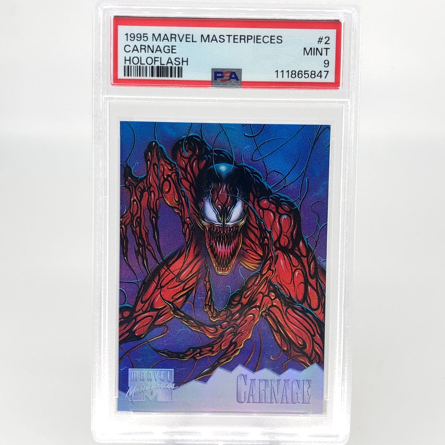 PSA 9 Marvel Card Carnage 2 Holoflash Upper Deck Masterpieces 1995 [9]