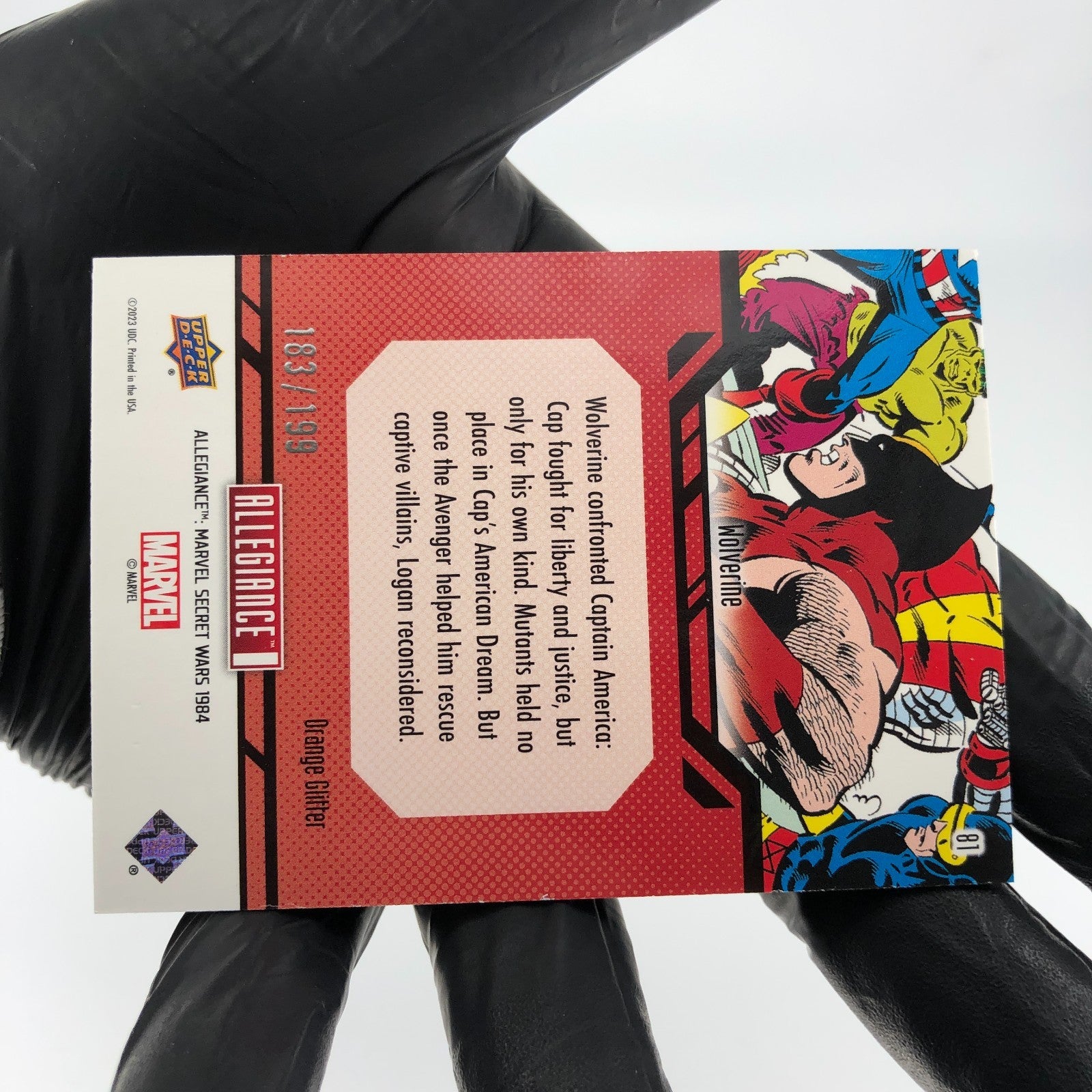 Marvel Card Wolverine 81 Orange Glitter Secret Wars Allegiance Upper Deck [NM]