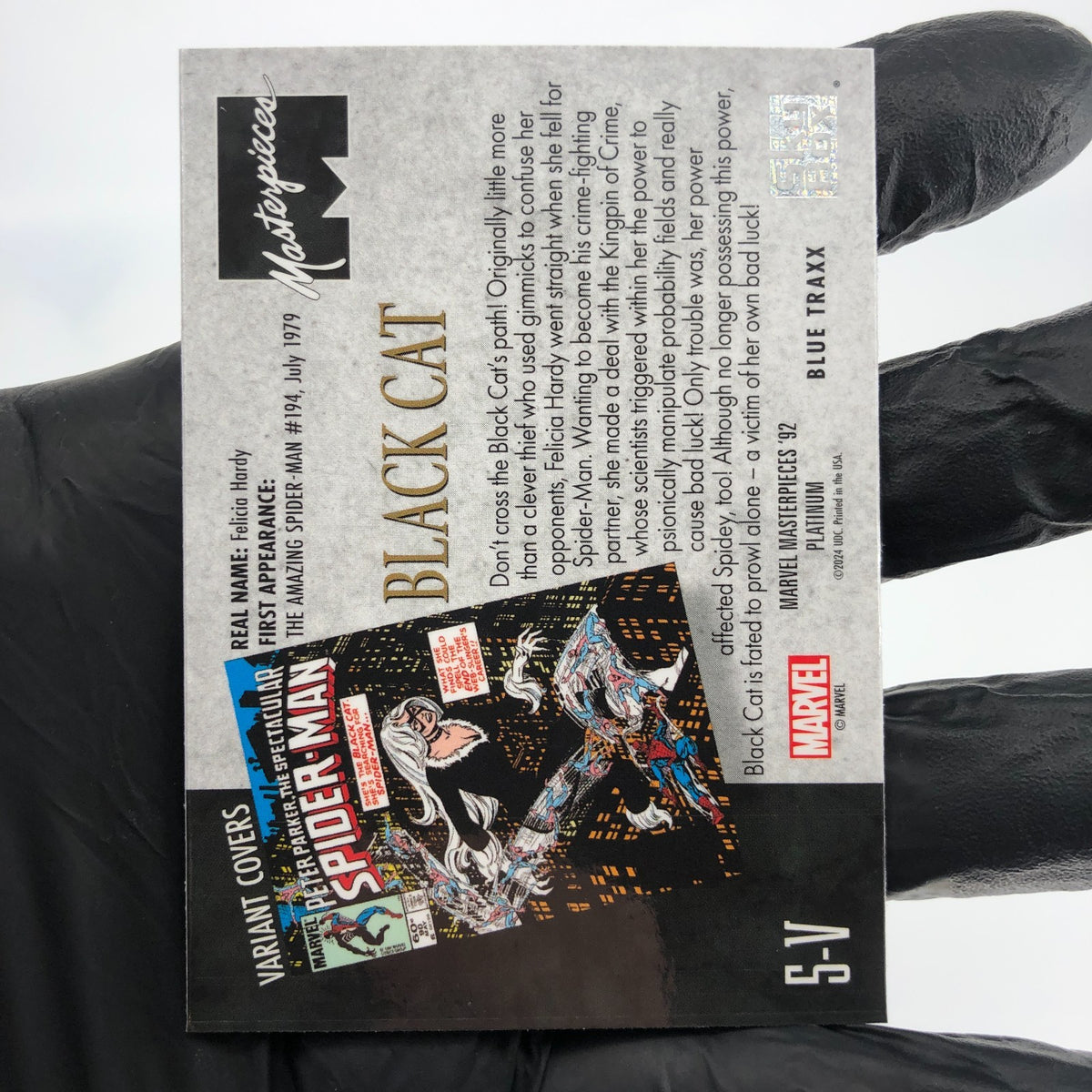 Marvel Card Black Cat Blue Traxx 5-V Variant  Fleer Upper Deck Masterpieces [NM]
