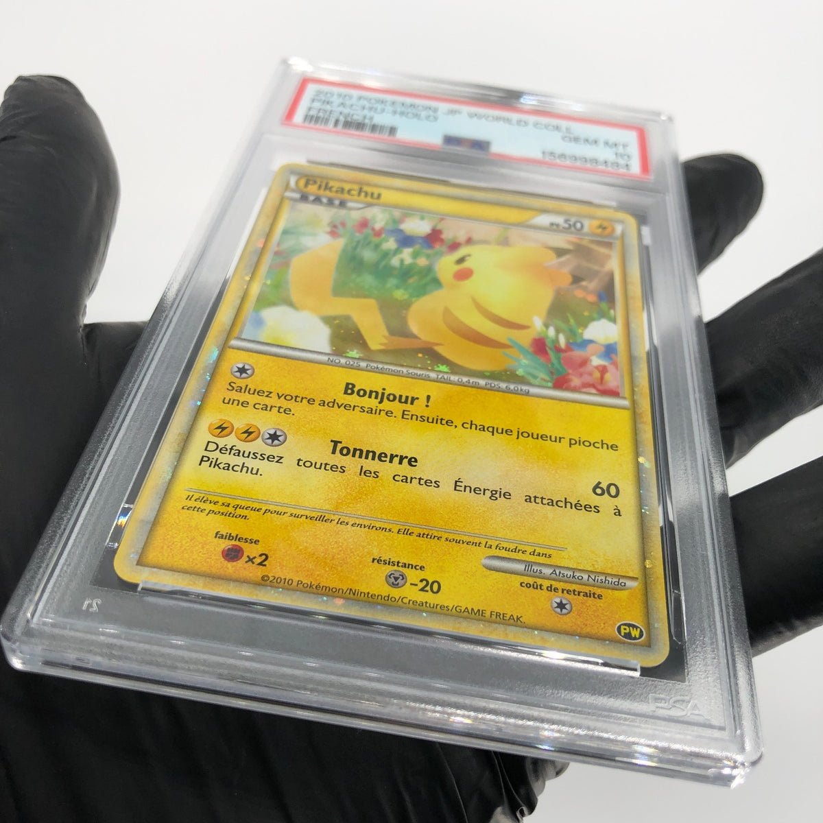PSA 10 Pokemon Card Pikachu PW World Collection Holo French Japanese Karte [10]
