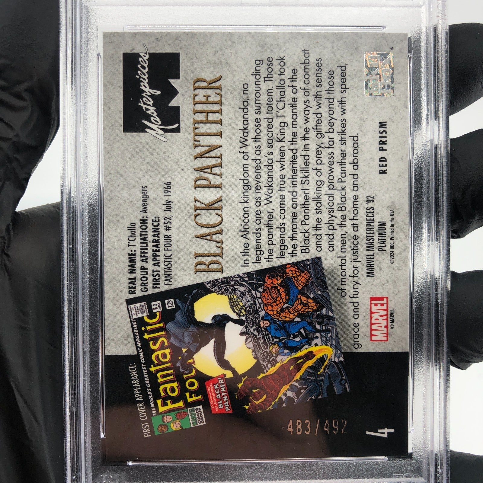 PSA 9 Marvel Card Black Panther 4 Red Prism /492 Upper Deck Masterpieces [9]