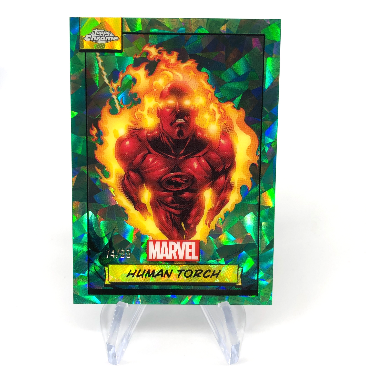 Marvel Card Human Torch 24 Green /99 Refractor Topps Sapphire 2024 [NM]