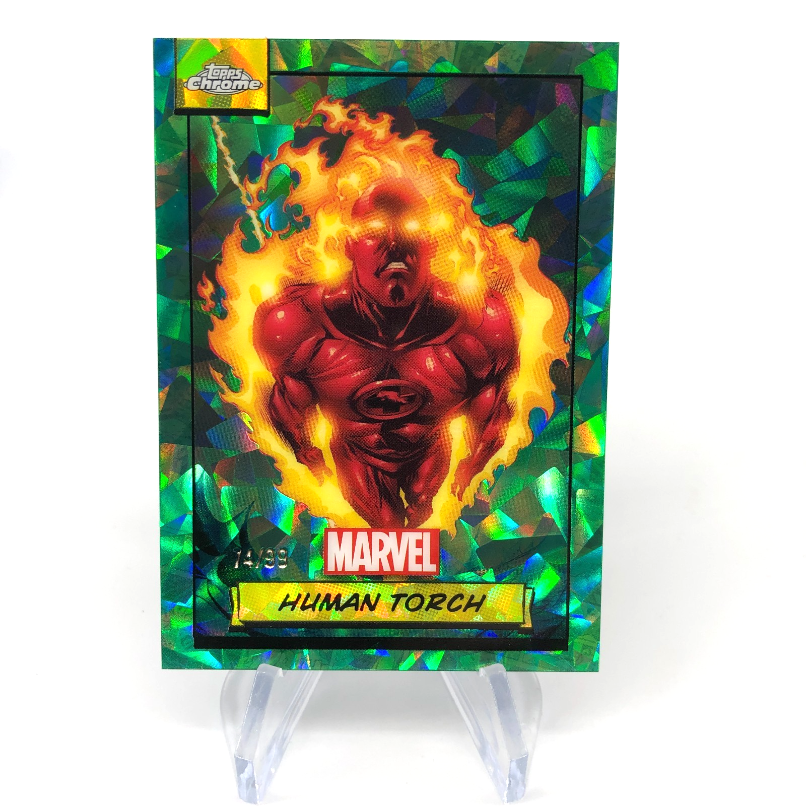 Marvel Card Human Torch 24 Green /99 Refractor Topps Sapphire 2024 [NM]