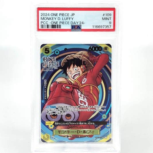 PSA 9 One Piece Card Luffy OP07-109 SR Promo Holo Japanese [9]