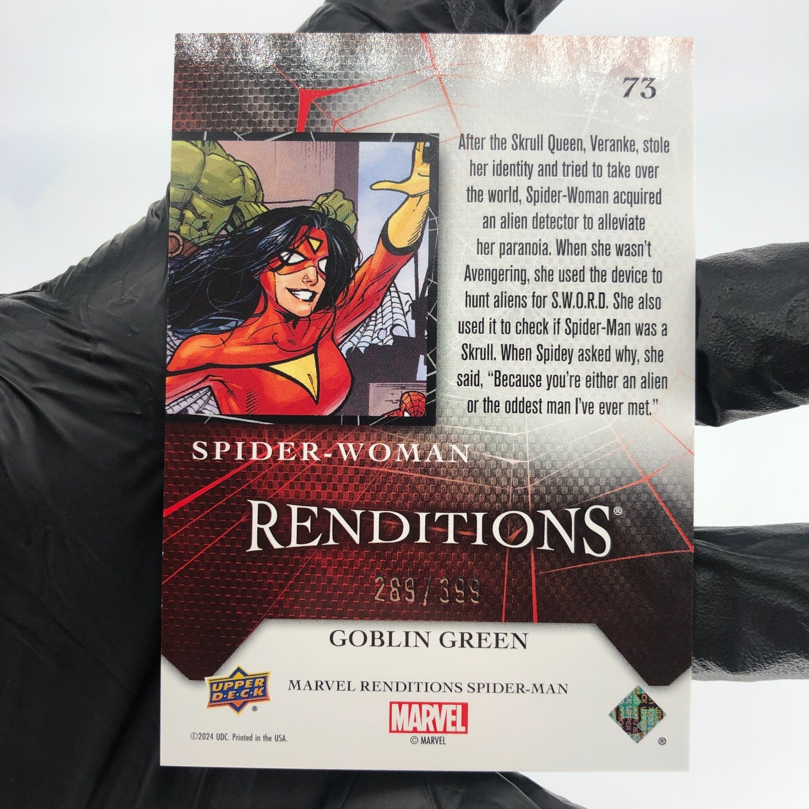 Marvel Card Spider-Woman 73 Green  /399 Fleer Upper Deck Renditions [NM]