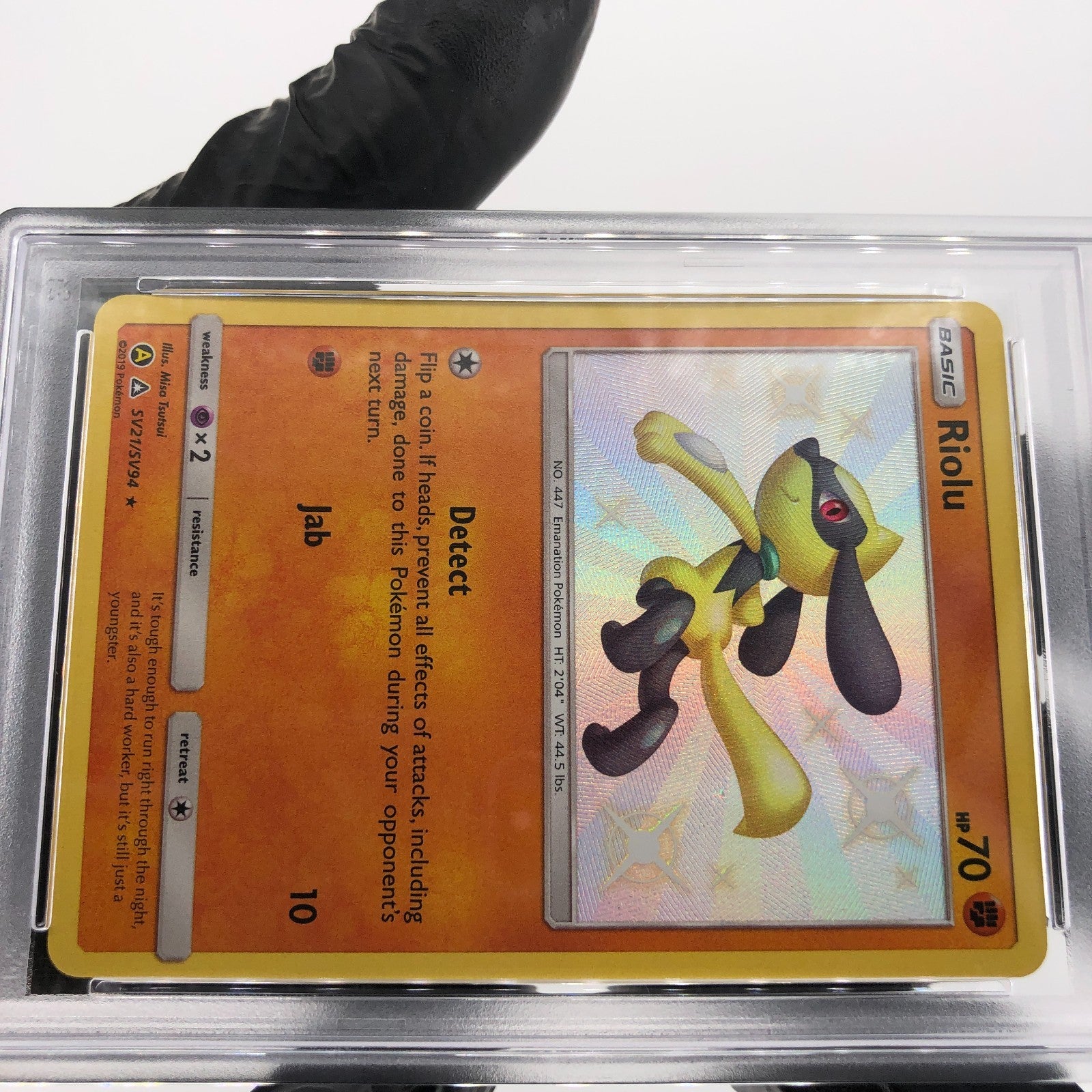 PSA 9 Pokemon Card Riolu SV21/SV94 Holo Hidden Fates 2019 English Karte [9]