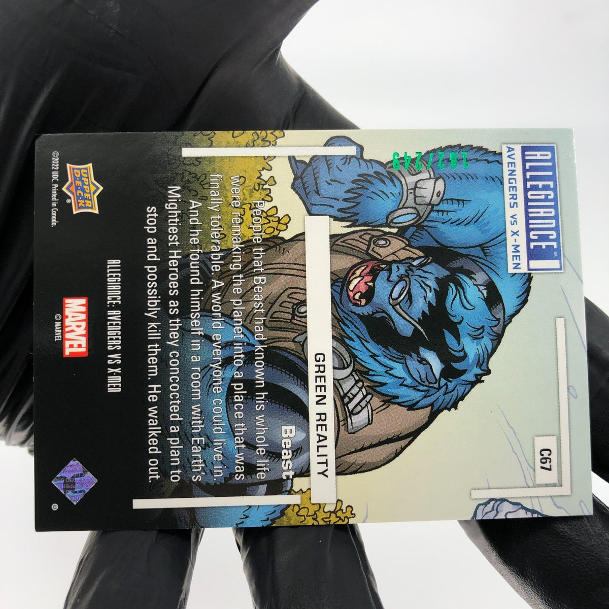 Marvel Card Avengers vs X-Men Beast C67 Green Holo Allegiance Upper Deck [NM]