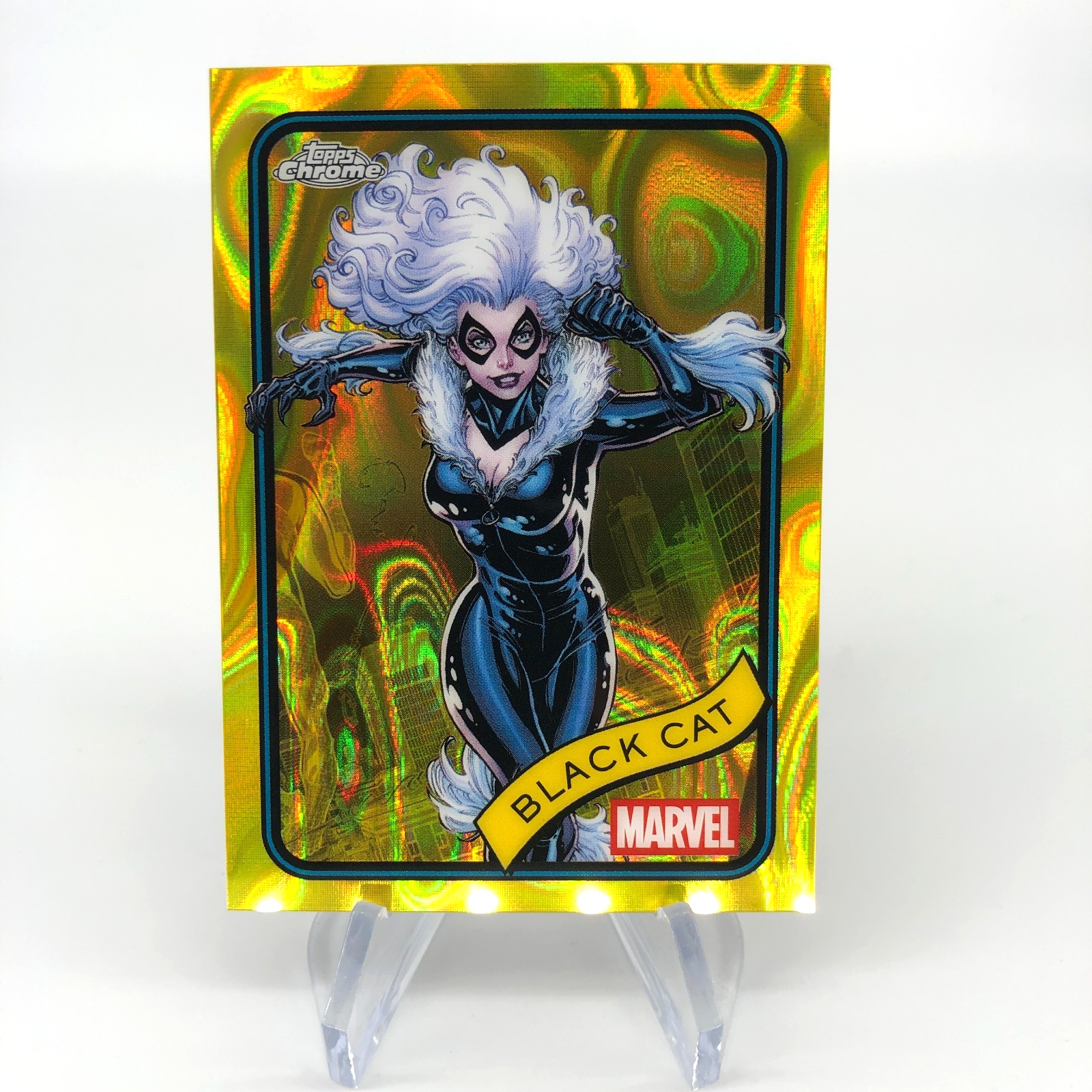 Marvel Card Black Cat 106 Yellow Lava Refractor Topps Chrome 2025 [NM]