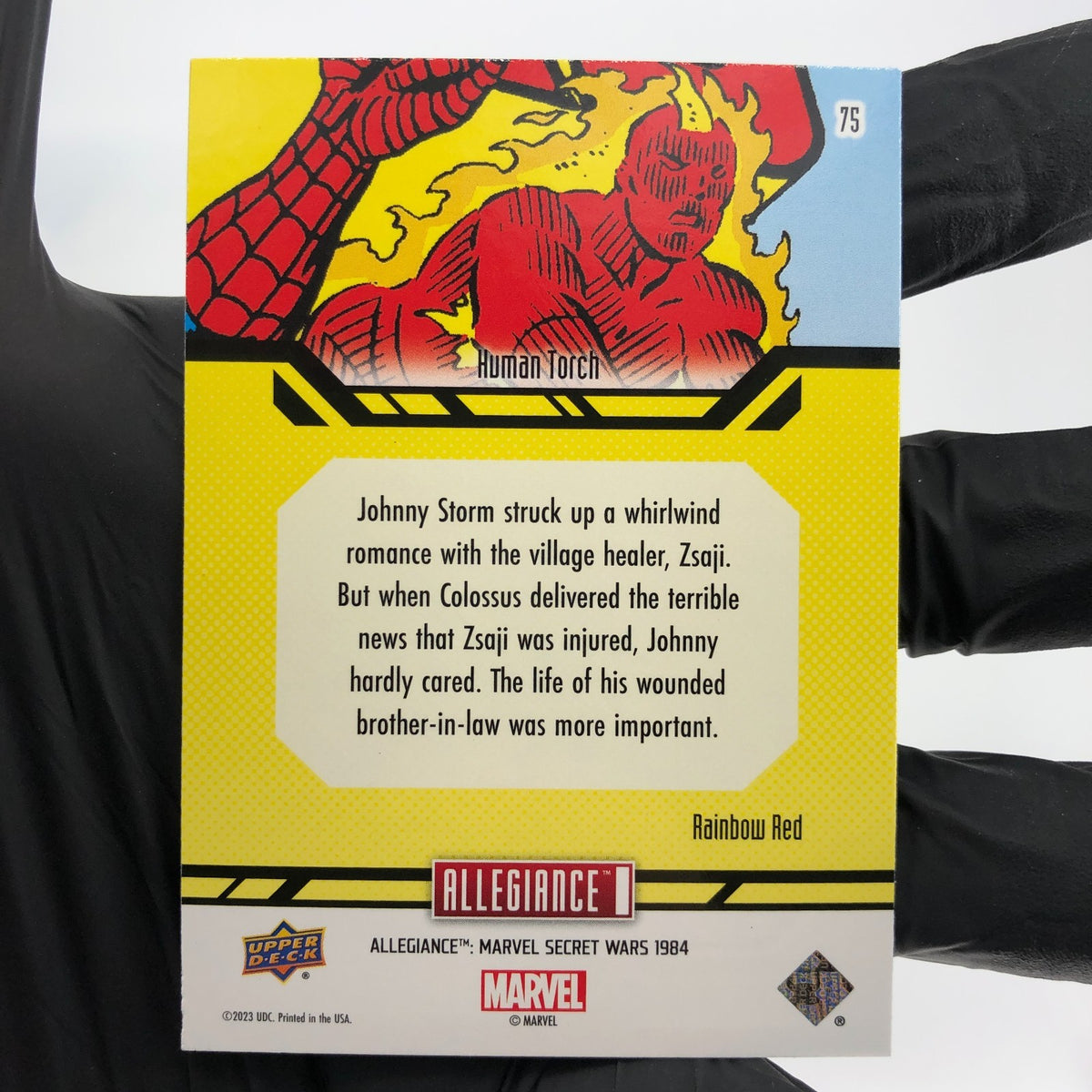 Marvel Card Human Torch 75 Rainbow Red Secret Wars Allegiance Upper Deck [NM]