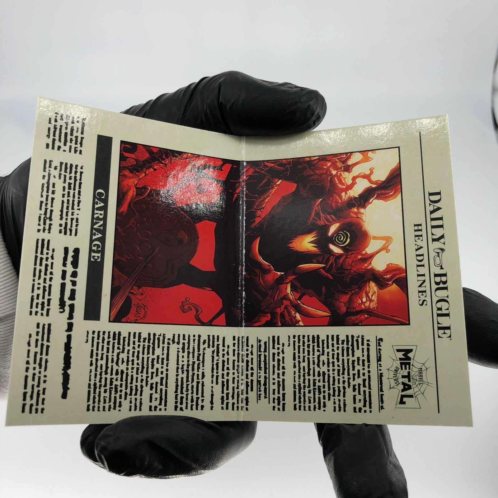 Marvel Card Carnage DB-3 Daily Bugle Fleer Upper Deck Metal Universe [NM]