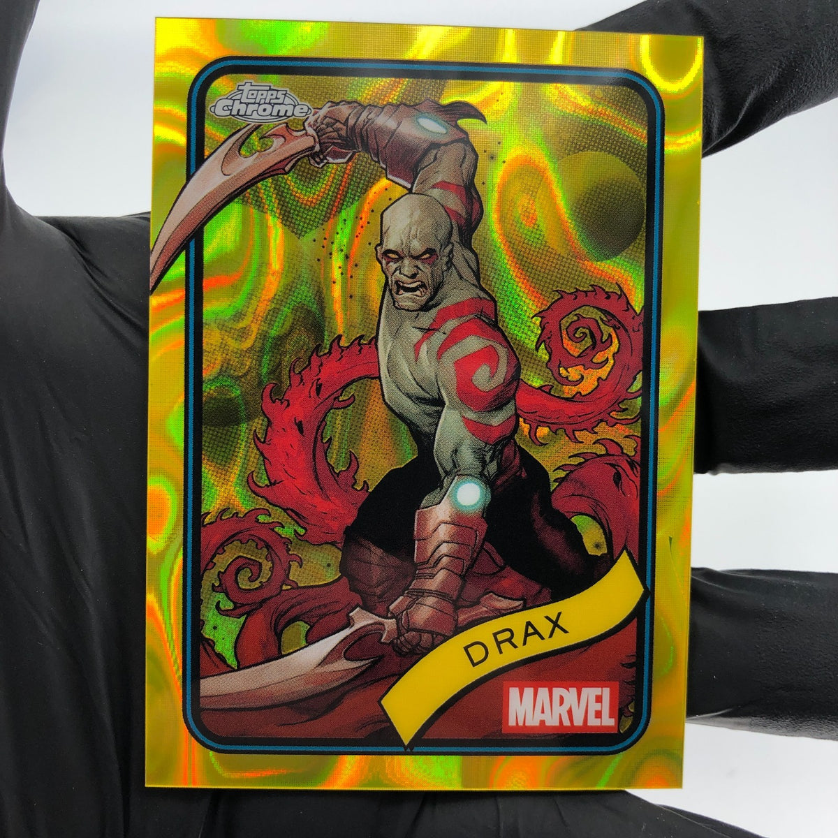 Marvel Card Drax 184 Yellow Lava Refractor Topps Chrome 2025 [NM] 2
