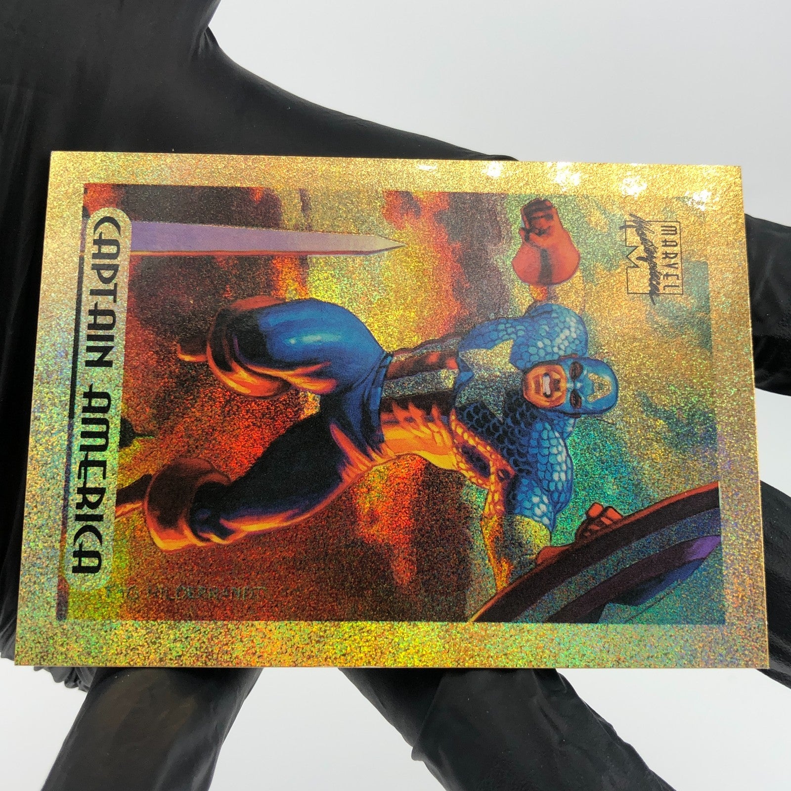 Marvel Card Captain America Gold Foil 1 of 10 Fleer Upper Deck [NM]