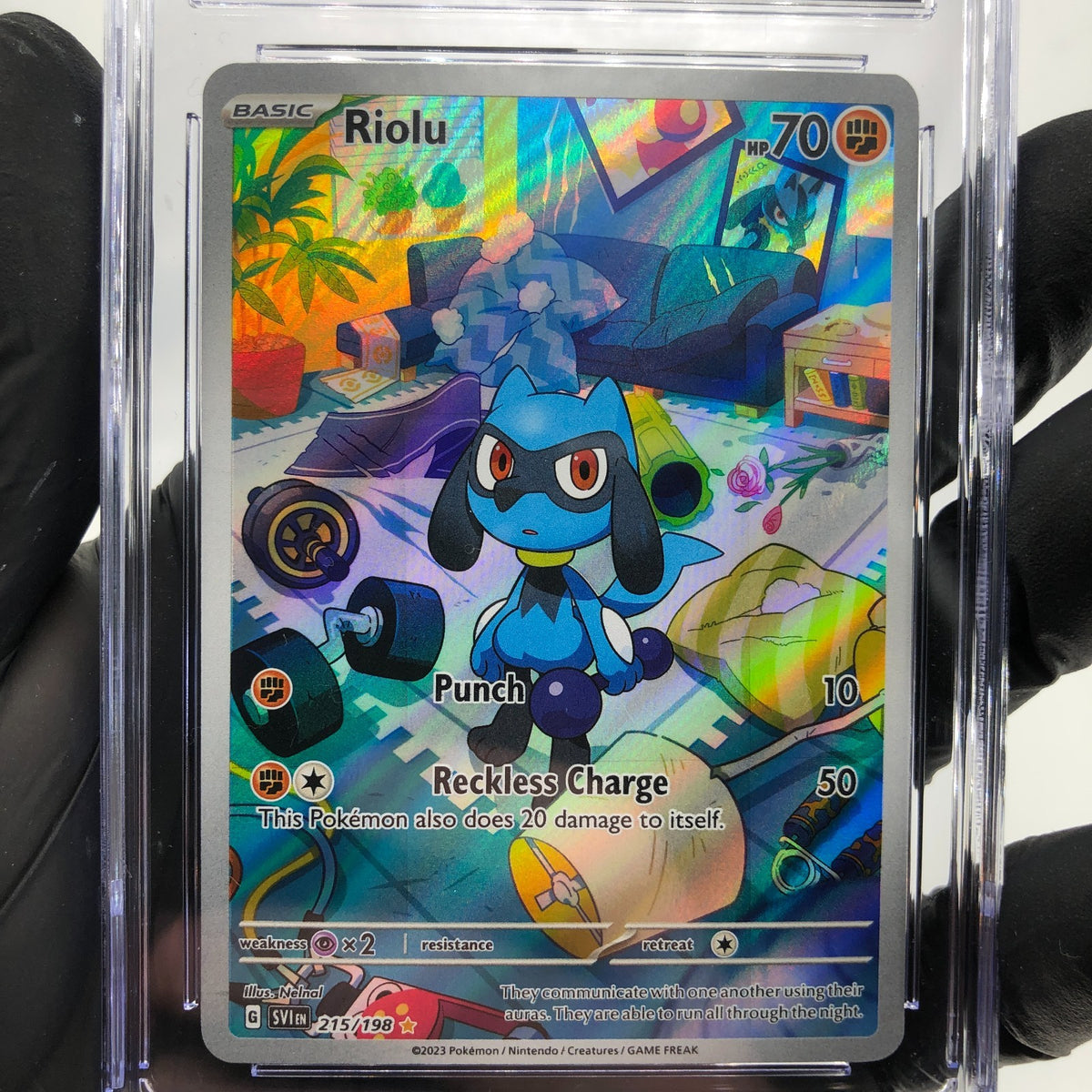 CGC 9 Pokemon Card Riolu 215/198 Illustration Rare Scarlet English Karte [9]