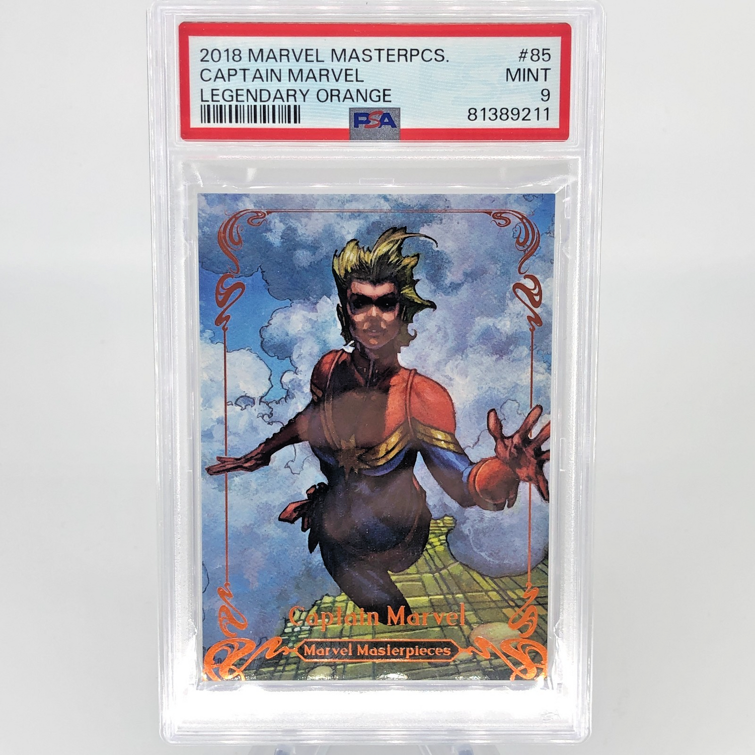 PSA 9 Marvel Card Captain Marvel 85 /99 Fleer Upper Deck Masterpieces 2018 [9]