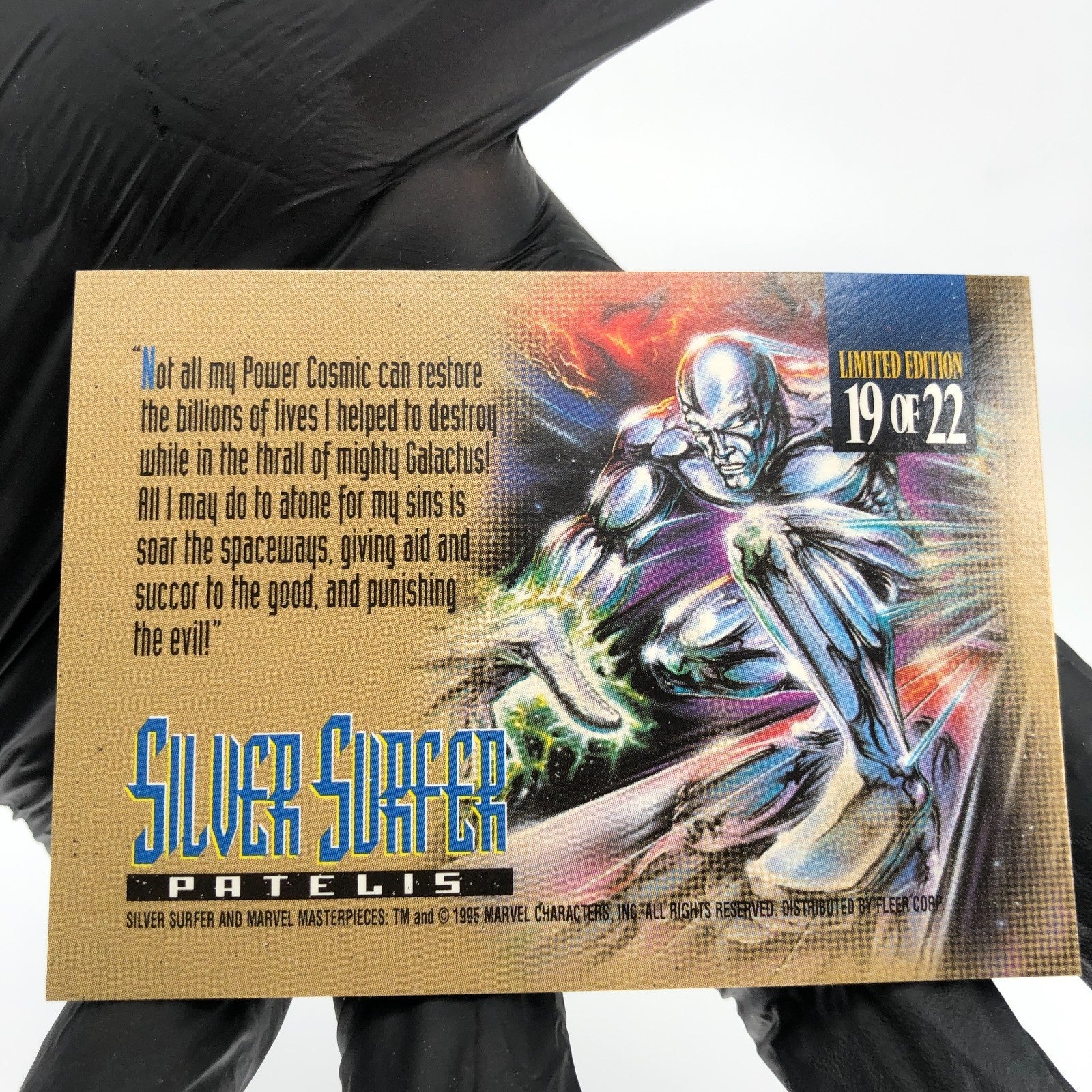 Marvel Card Silver Surfer 19 of 22 Patelis Canvas 1995 Masterpieces Fleer [NM]