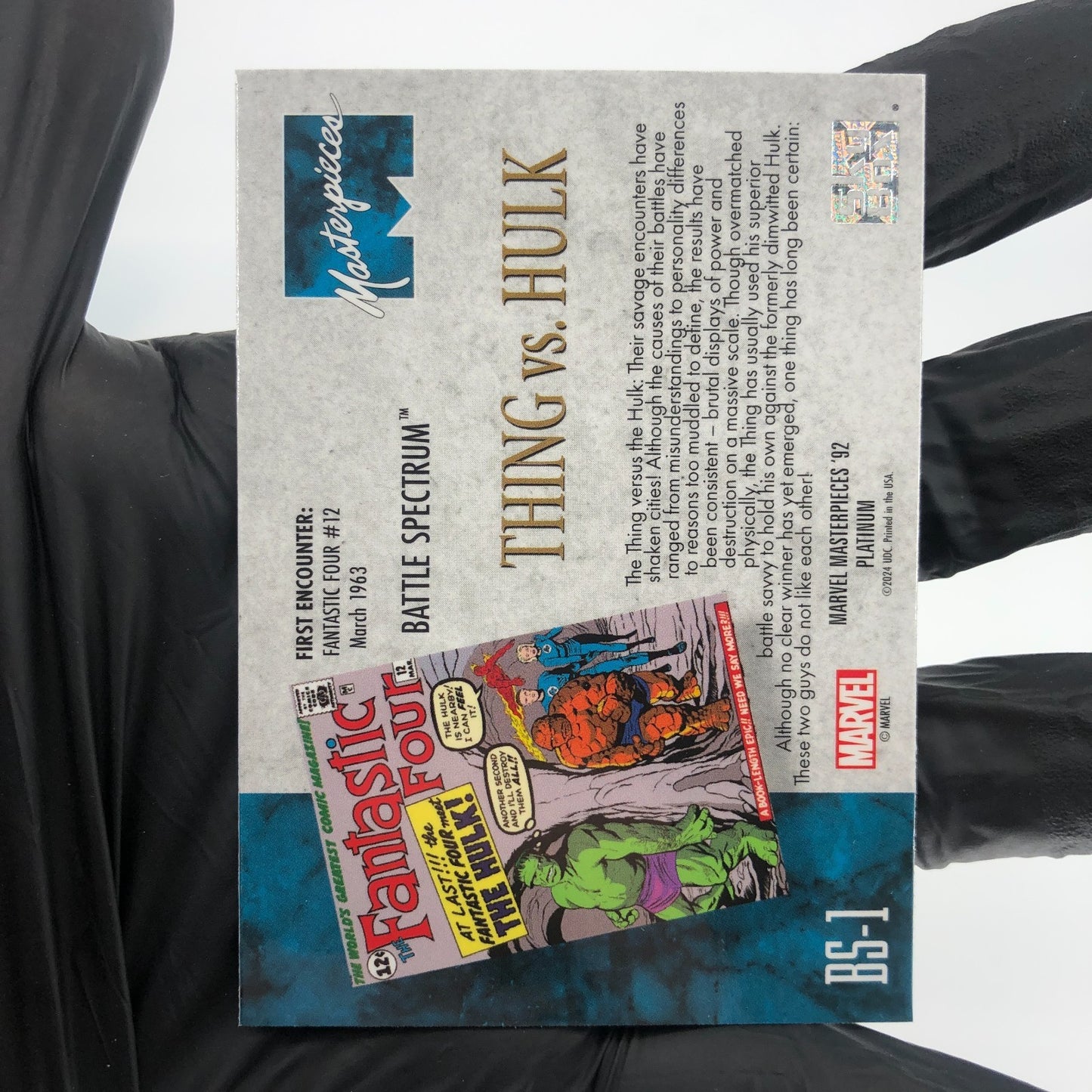 Marvel Card Hulk Vs Thing BS-1 Fleer Upper Deck Masterpieces 92 [NM]