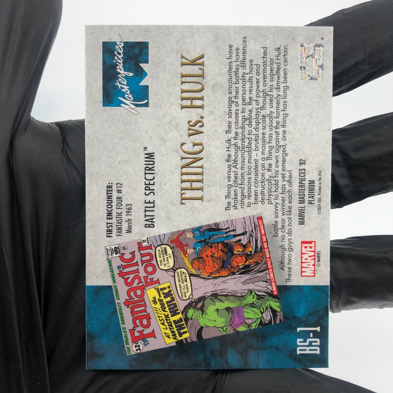 Marvel Card Hulk Vs Thing BS-1 Fleer Upper Deck Masterpieces 92 [NM]