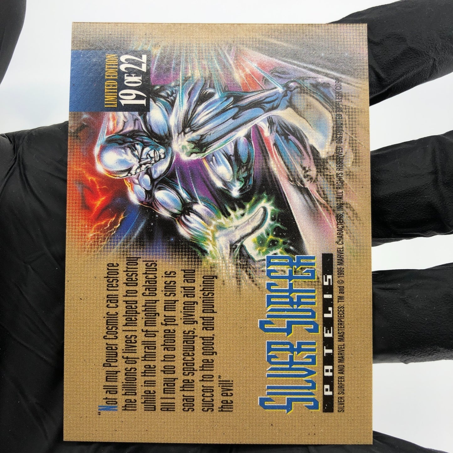 Marvel Card Silver Surfer 19 of 22 Patelis Canvas 1995 Masterpieces Fleer [NM]