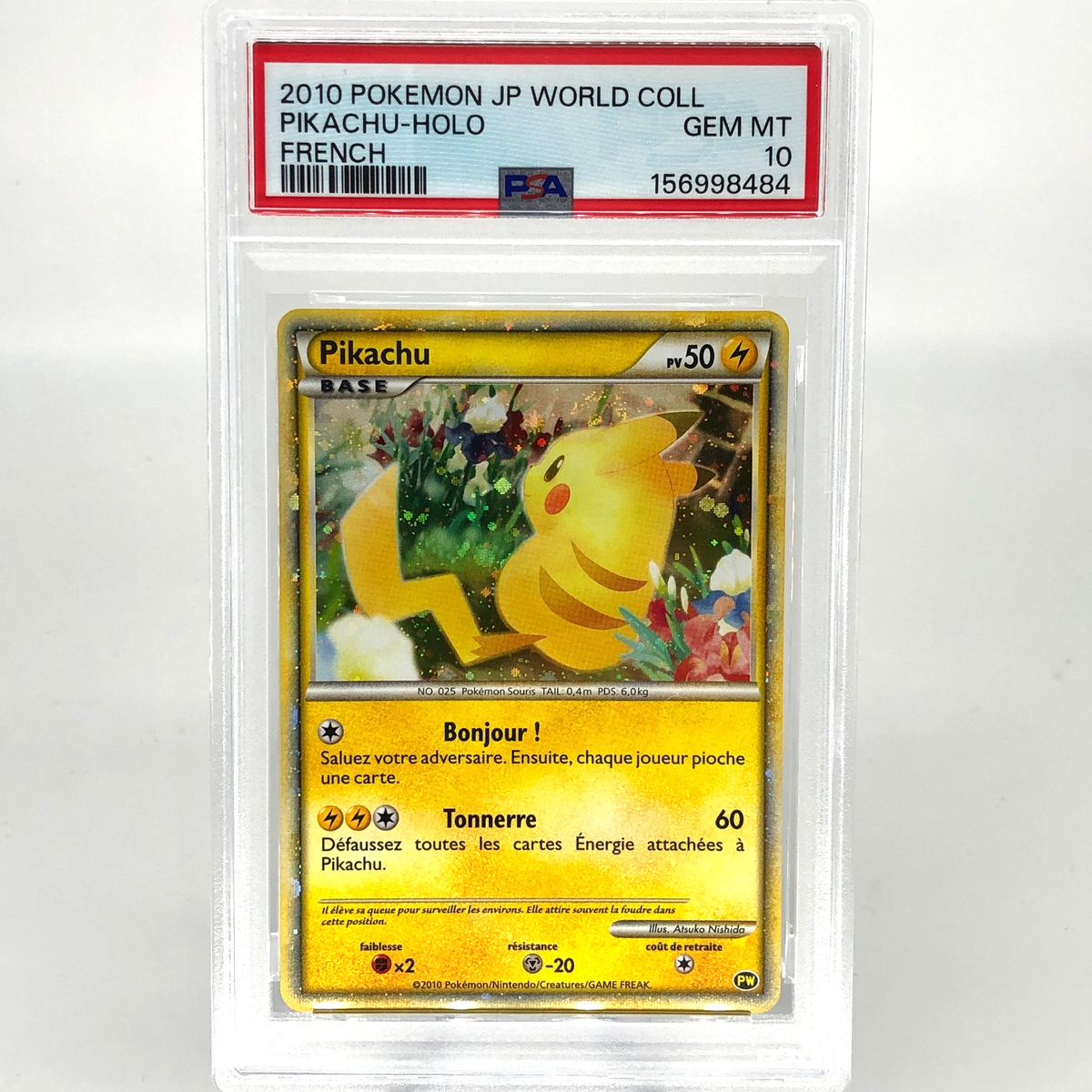 PSA 10 Pokemon Card Pikachu PW World Collection Holo French Japanese Karte [10]