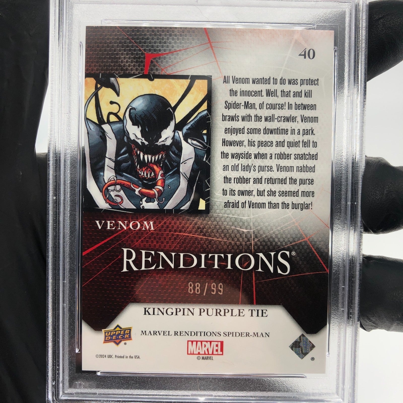 PSA 8 Marvel Card Venom 40 Kingpin Purple /99 Fleer Upper Deck Renditions [8]