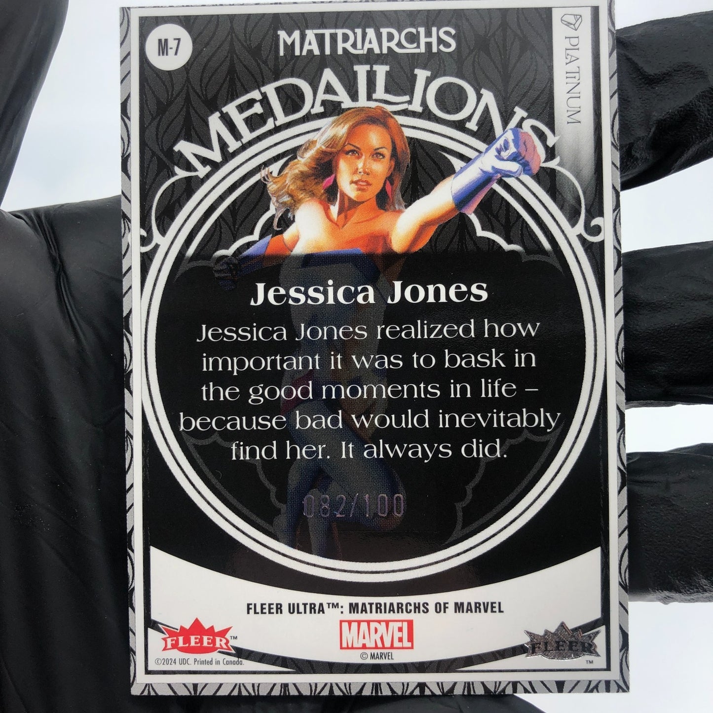 Marvel Card Jessica Jones M-7 Platinum /100 Matriarchs 2024 Fleer [NM]