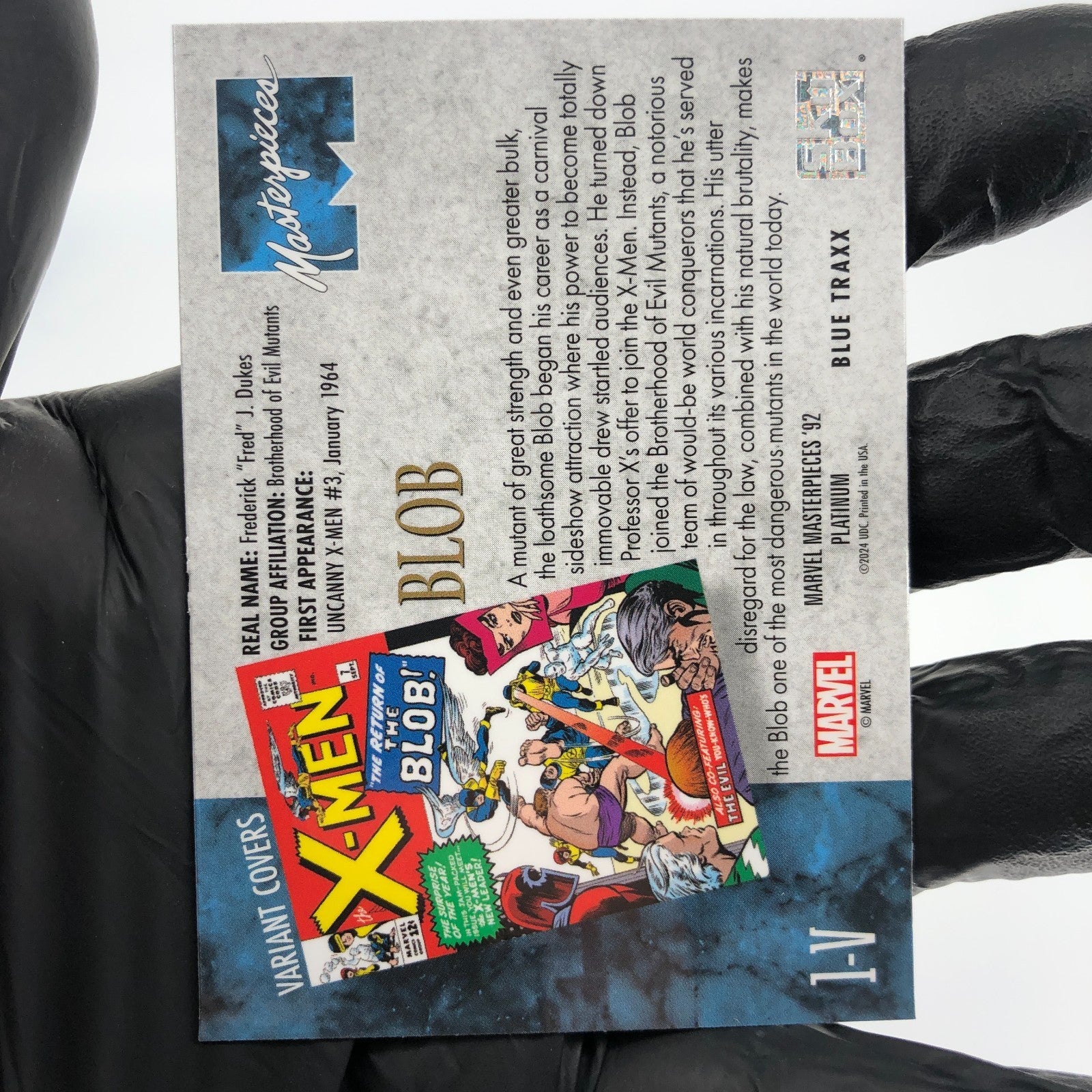 Marvel Card Blob Traxx 1-V Variant  Fleer Upper Deck Masterpieces [NM]