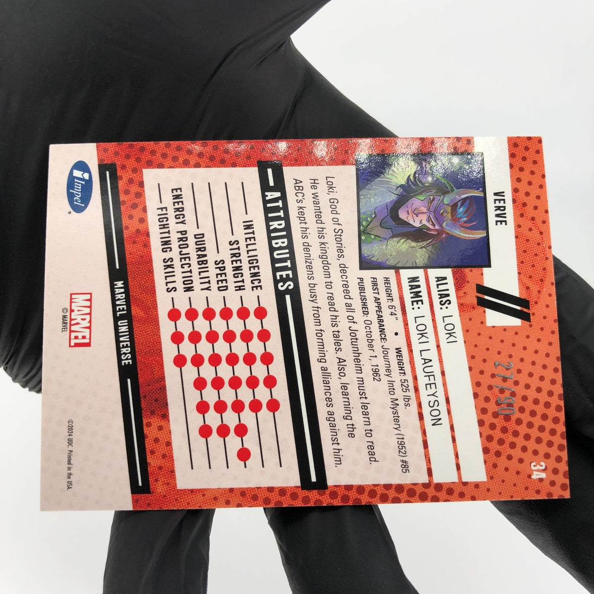 Marvel Card Loki 34  Impel  /90 Super Villains Fleer Upper Deck Renditions [NM]