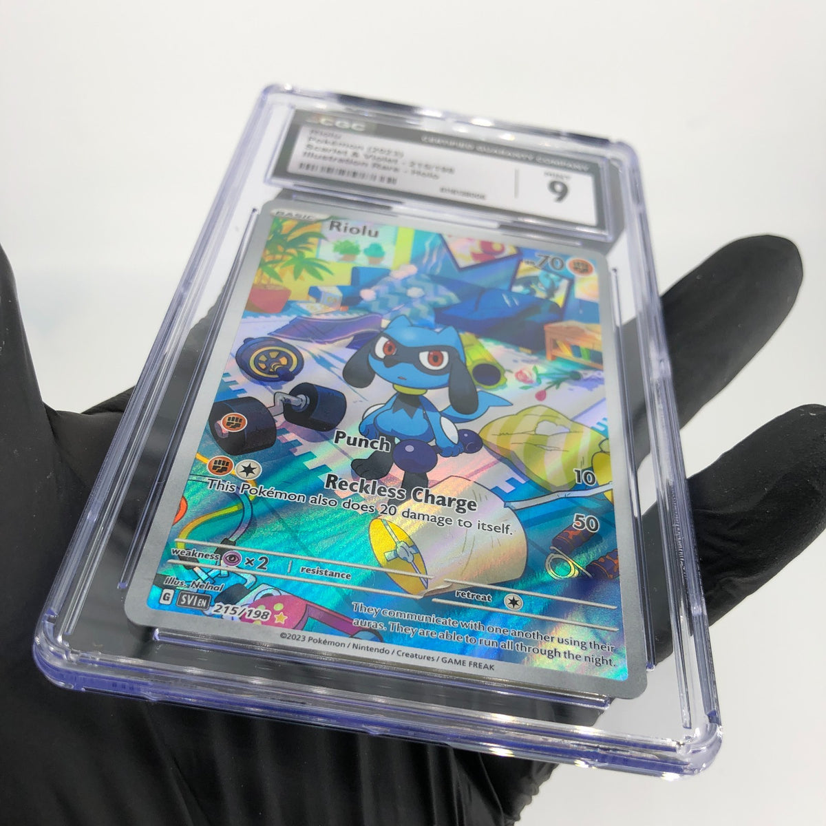 CGC 9 Pokemon Card Riolu 215/198 Illustration Rare Scarlet English Karte [9]