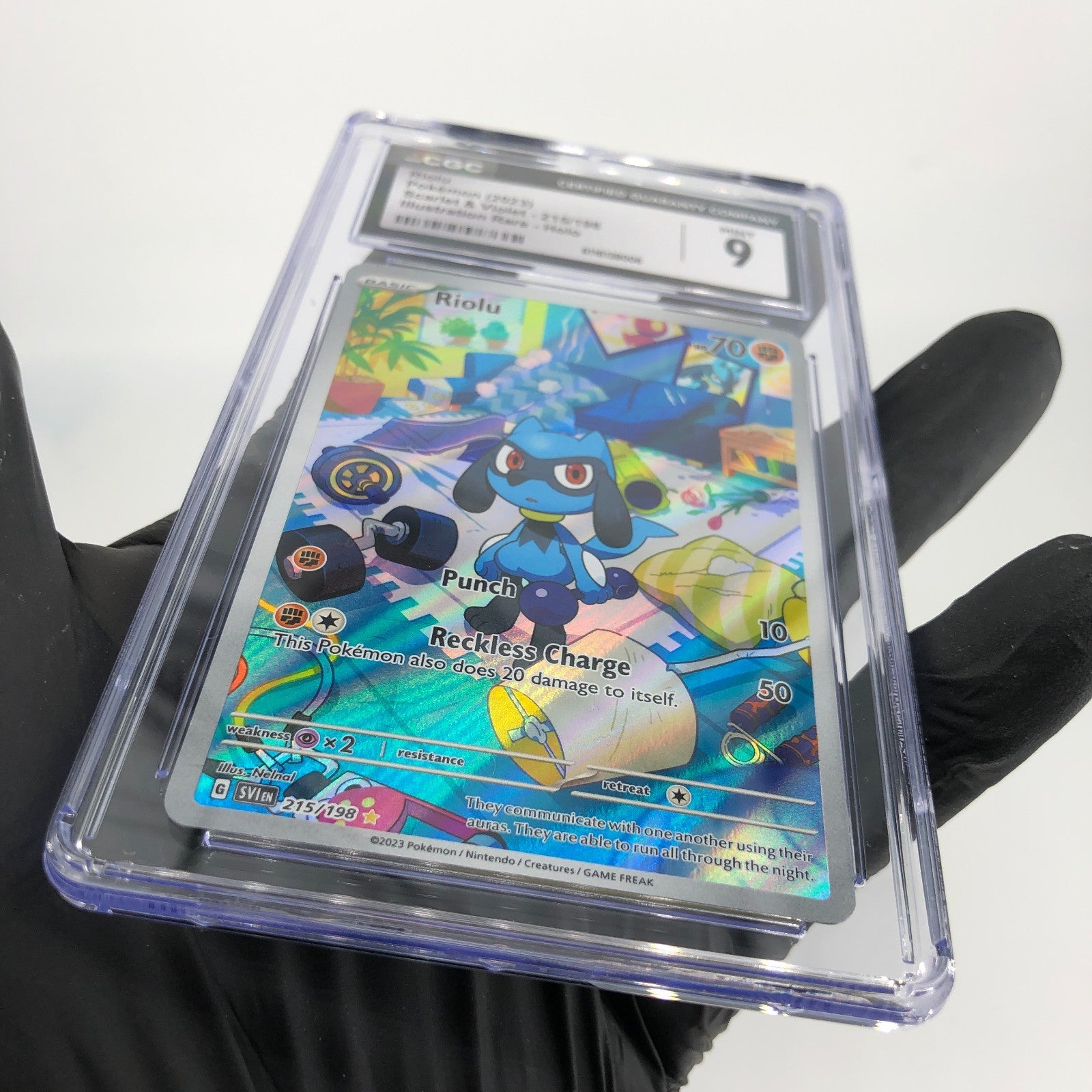 CGC 9 Pokemon Card Riolu 215/198 Illustration Rare Scarlet English Karte [9]