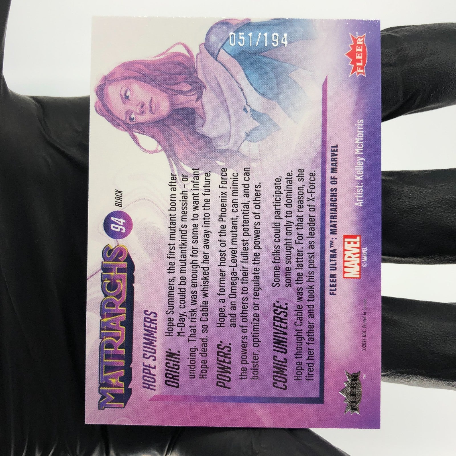 Marvel Card Hope Summers 94 Black  /194 Matriarchs 2024 Fleer Upper Deck [NM]